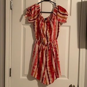 Pink and orange stripes romper